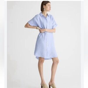 J crew blue linen shirtdress dress large